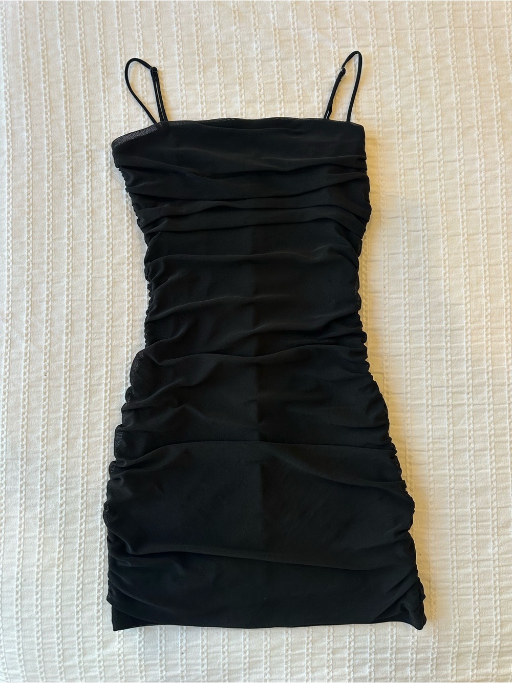 Garage Black Ruched Spaghetti Strap Dress